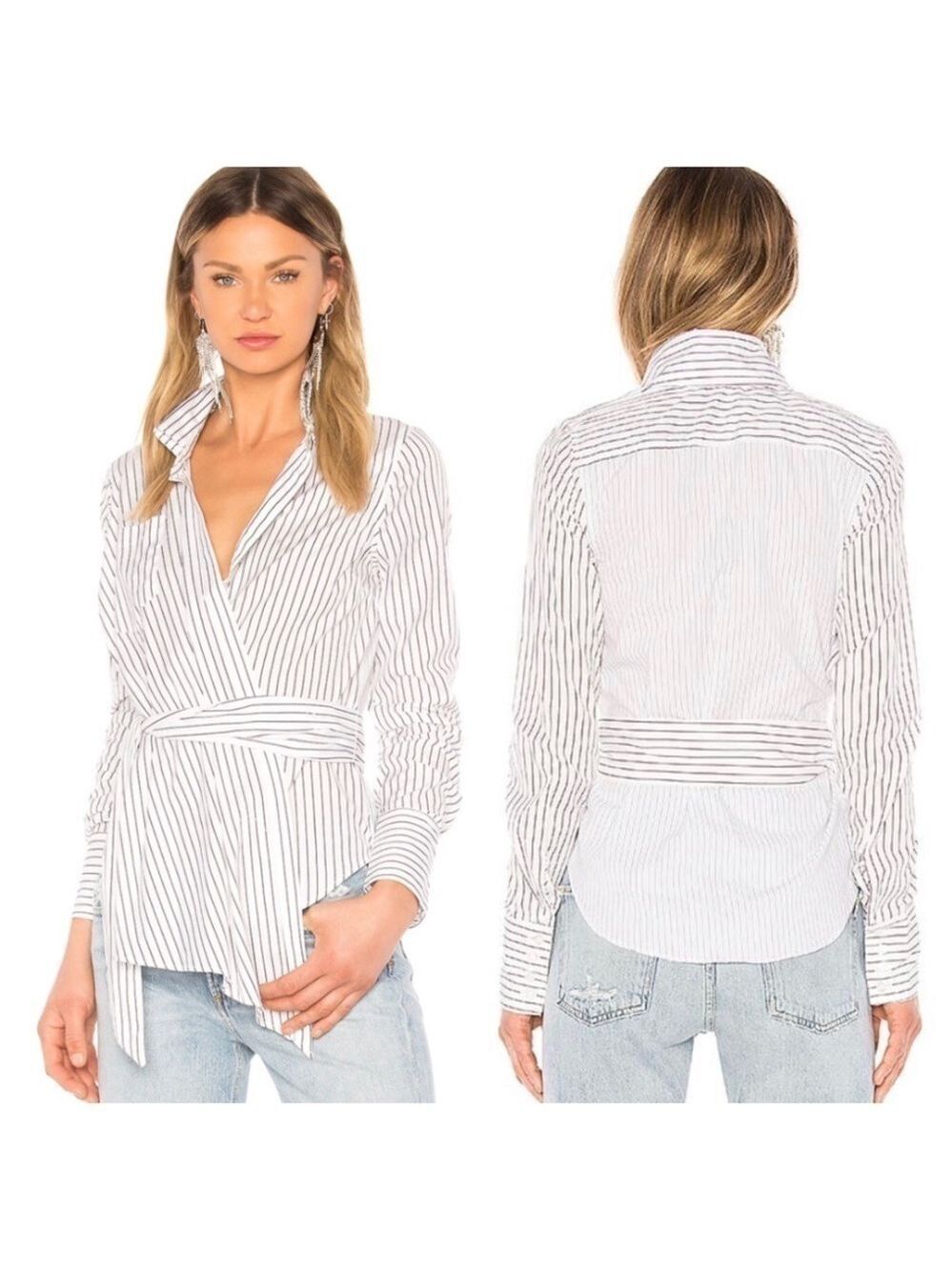 CALVIN Rucker It’s My Life Striped Wrap Top